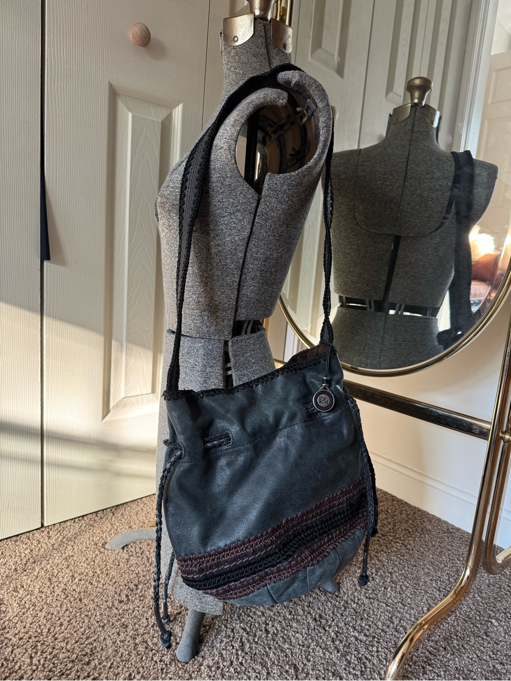 The Sac Black Leather Heritage Drawstring Bucket Bag soft leather bag